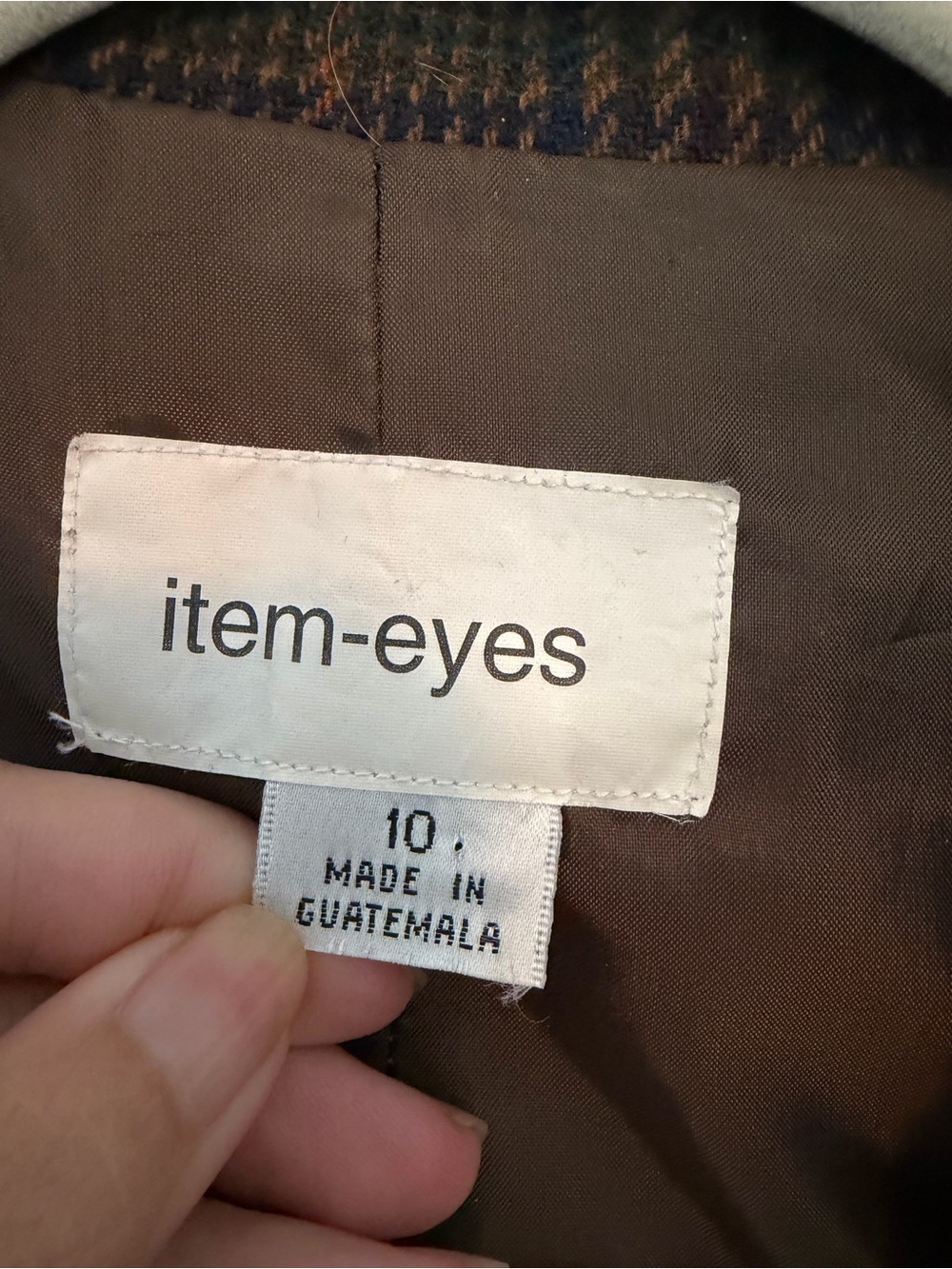 Item-Eyes Wool Blend Plaid Blazer Jacket Womens Size 10 Brown Windowpane Vintage - Picture 3 of 9